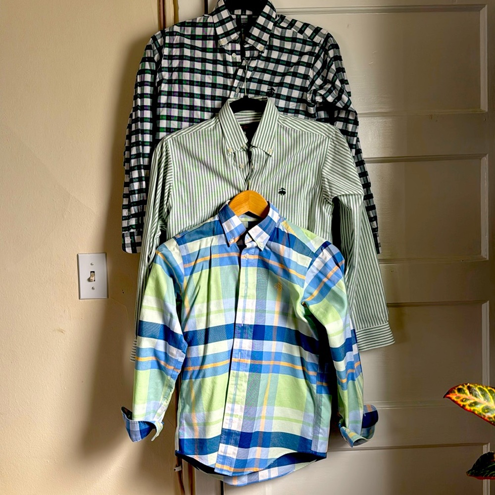 Bundle lot Brooks Brothers 3 button down noniron shirts Boys M